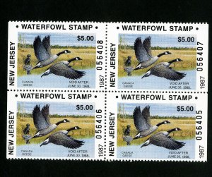 US Duck New Jersey Stamps # 8 XF Block 4 OG NH Scott Value $68.00