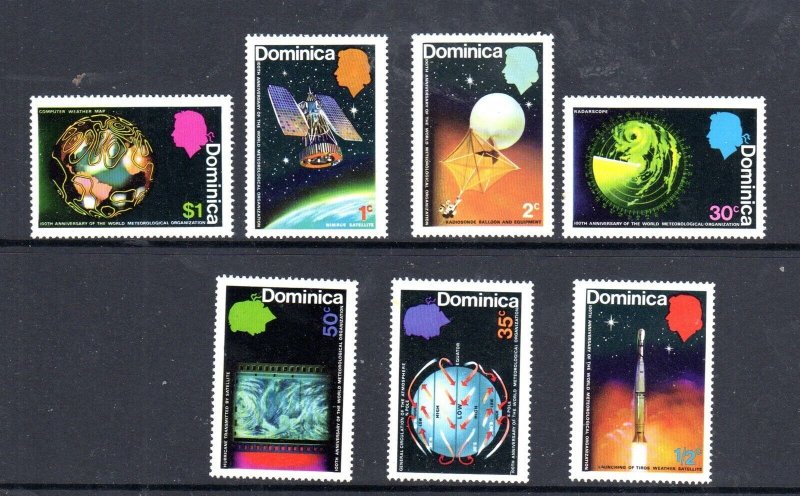 DOMINICA #354-360 1973 INT'L METOEROLGICAL COOPERATION MINT VF NH O.G