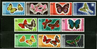 Congo 1971 Butterflies Set of 10 MNH 713-22 SCV68