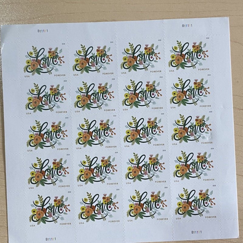 2015 USPS Forever Love Stamps - Sheet of 20 - *MNH*