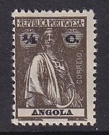 Angola   #156  MH  1924  Ceres 1/4c    perf 12 x 11 1/2