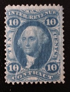 US #R34 Used 10c Blue Contract Stamp VF Revenue 1872