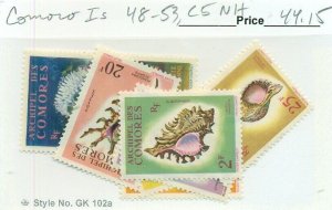 COMORO IS. #48-53, C5, Mint Never Hinged, Scott $44.15