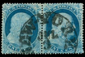 momen: US Stamps #18 Used Pair PF Cert