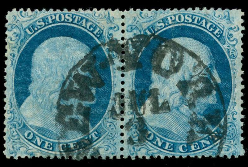 momen: US Stamps #18 Used Pair PF Cert