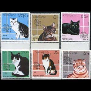 LAOS 1989 - Scott# 908-13 Cats Set of 6 NH