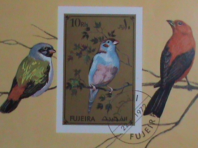 ​FUJEIRA STAMP:-1972-COLORFUL LOVELY BIRDS IMPERF:CTO-NH- SOUVENIR SHEET