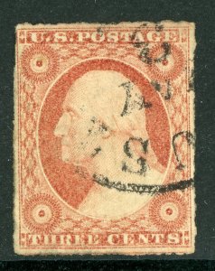 USA 1851 Washington 3¢ Orange Brown Type II Scott #10A VFU R474