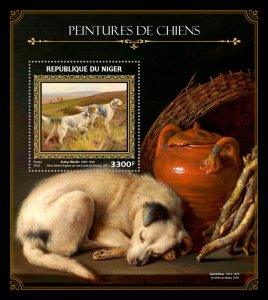 Art Stamps Niger 2016 MNH Dogs on Paintings Arthur Wardle 1v S/S