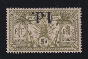 New Hebrides, Scott 26a (SG 30a), MNH, Inverted Surcharge, w/ BPA cert