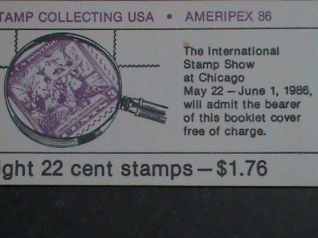 ​UNITED STATES STAMP:1986-SC#2201a- STAMP COLLECTING -AMERIPEX'86-BOOKLET OF 8