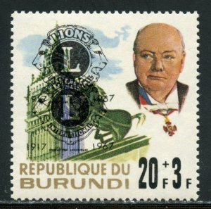 BURUNDI 20f+3f  WINSTON CHURCHILL WITH DOUBLE LIONS CLUB OVERPRINT ⁬MINT NH