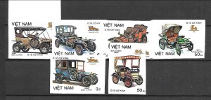 NORTH VIET NAM Sc 1445-51 NH issue of 1984 - IMPERF SET - OLD CARS