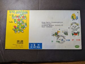 1977 British Hong Kong Airmail First Day Cover FDC Wong Chuk Hang to W Germany