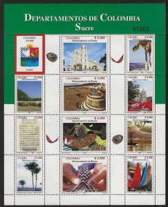 Colombia 2007, Scott 1273, Sucre Department, Sheet of 12