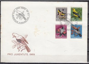 Switzerland, Scott cat. B386-B389. Colorful Birds issue. First day cover. ^