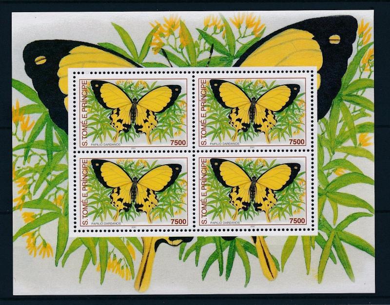 [26863] Sao Tome & Principe 2001 Butterflies Schmetterlingen Papillons MNH Sheet