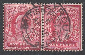 BR LEVANT LEBANON 1905 GB 1d EVII pair BEYROUT hooded circle cancel.........E396