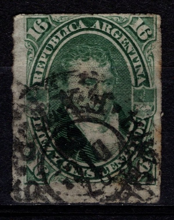 Argentina 1876 Belgrano Definitive, 16c green [Used]