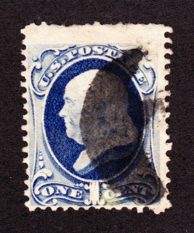 US 156 1c Franklin Used w/ Man on the Moon Fancy Cancel