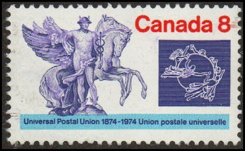 Canada 648 - Used - 8c UPU / Mercury / Pegasus (1974)