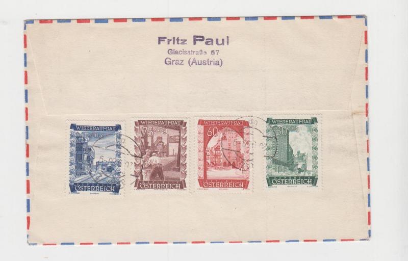 AUSTRIA 1949 UPU SET+1948 CHARITY ISSUES ON 1950 REG COVER TO USA (SEE BELOW)