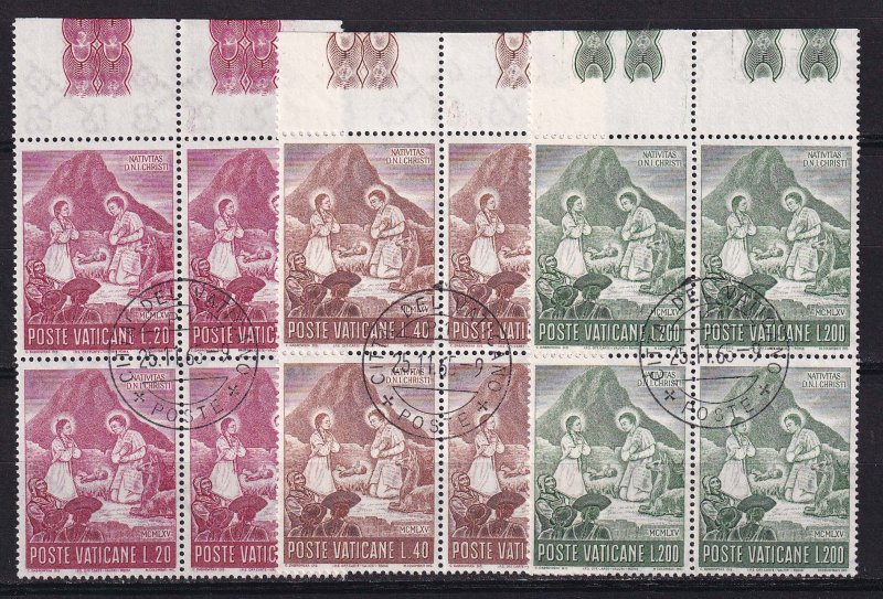 1965 - VATICAN - Scott #420-422 - First Day Cancels - Block Used