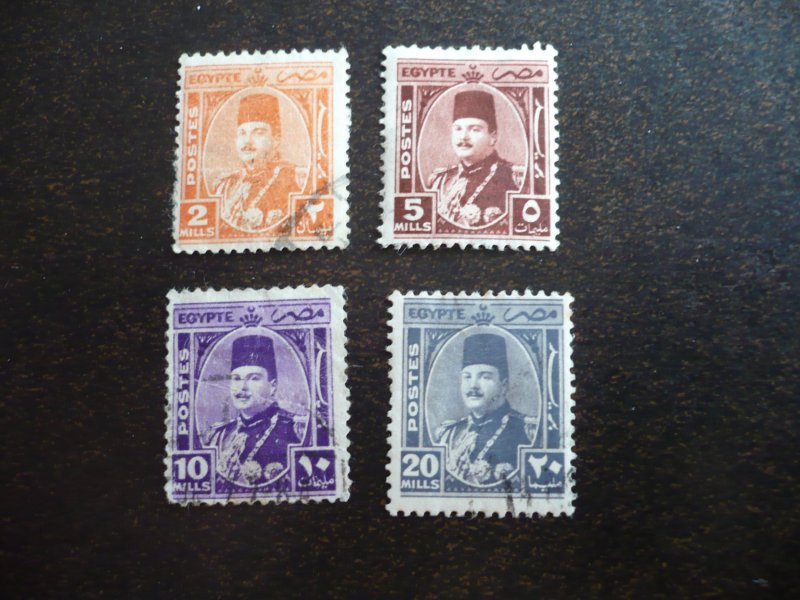 Stamps - Egypt - Scott# 243,246,247,250 - Used Part Set of 4 Stamps