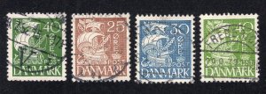 Denmark 1927 40o, 1933-34 25o, 30o, 40o, Scott 197, 234, 236, 238 used