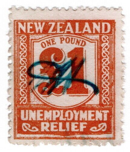 (I.B) New Zealand Revenue : Unemployment Relief £1 (1931)