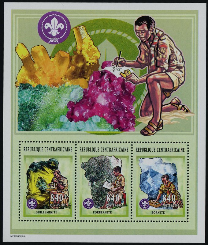 Central Africa 1450 MNH Minerals, Scouts