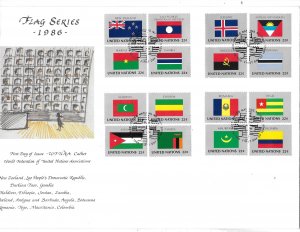 United Nations NY 477-492 1986 Flags WFUNA Large FDC