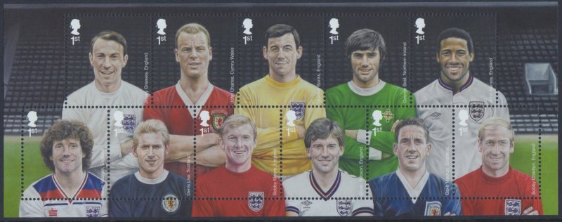 GB, (MS96) 2013 SGMS3474 Mini Sheet, FOOTBALL HEROES, Mint (NH)