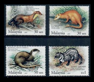 Malaysia 1041-1044 Protected Mammals on 2005 Set of Four MNH