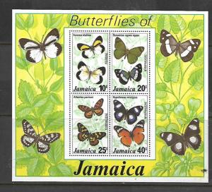 JAMAICA, 401A, MNH, SS, BUTTERFLIES OF JAMAICA