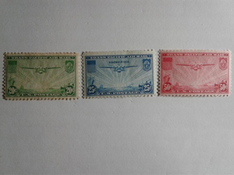 SCOTT # C 20-C22  AIR MAIL SET TRANSPACIFIC ISSUES MINT NEVER HINGED GEM