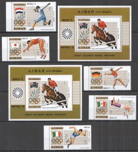 Ss0537 Imperf,Perf Ajman Olympic Games History Michel 22,5 Euro Set+2Bl Mnh