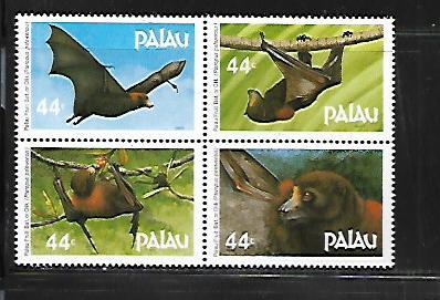 PALAU, 125A, MNH, SS, BLOCK OF 4, BATS