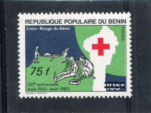 Benin 1984 RED CROSS Black Ovpt.New value 1v Perforated Mint (NH)