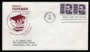 #1281 3c Francis Parkman-Pair, HF FDC **ANY 5=FREE SHIPPING**