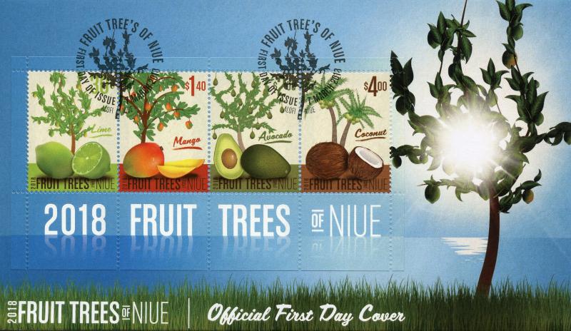 Niue 2018 FDC Fruit Trees Mango Coconut Avocado Tree 4v M/S Cover Fruits Stamps