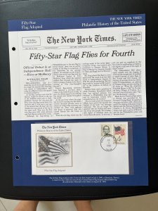 NY times Philatelic history of US panel: Fifty-star flag adopted