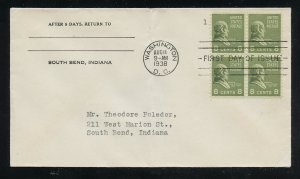 US 813 Presidential Series, Martin Van Buren Blk  ADDR No cachet FDC