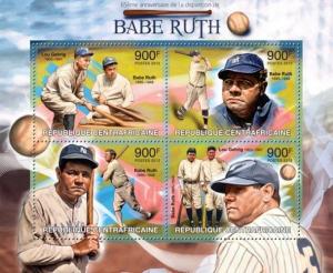 Baseball Babe Ruth Lou Gehrig Ball Games Sports Central Africa MNH stamp set