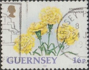 Guernsey #486 1992 16p Standard Carnation USED-Fine-NH