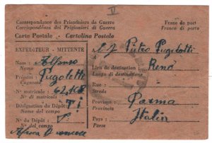 FRENCH ALGERIA/ITALY POW MAIL Card Parma 1945{samwells-covers}MA856