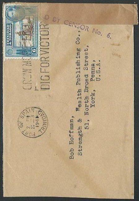 TRINIDAD 1941 cover to USA CENSOR NO.6.....................................62070