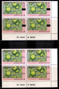 Anguilla 1980 Sc#409-420 MANCHINEEL (Fruit) ovpt.SEPARATION Corner Block 4 MNH