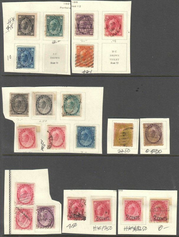 CANADA QUEEN VICTORIA COLLECTION LOT $250 SCV CANCELS OG H M/M UNUSED x21