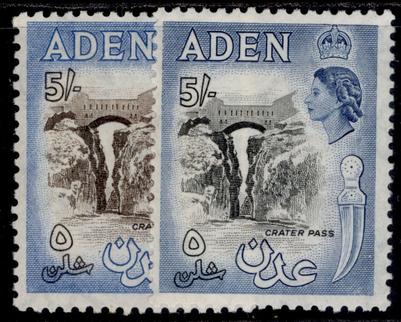 ADEN QEII SG67 + 68, 5s SHADE VARIETIES, NH MINT. Cat £21.